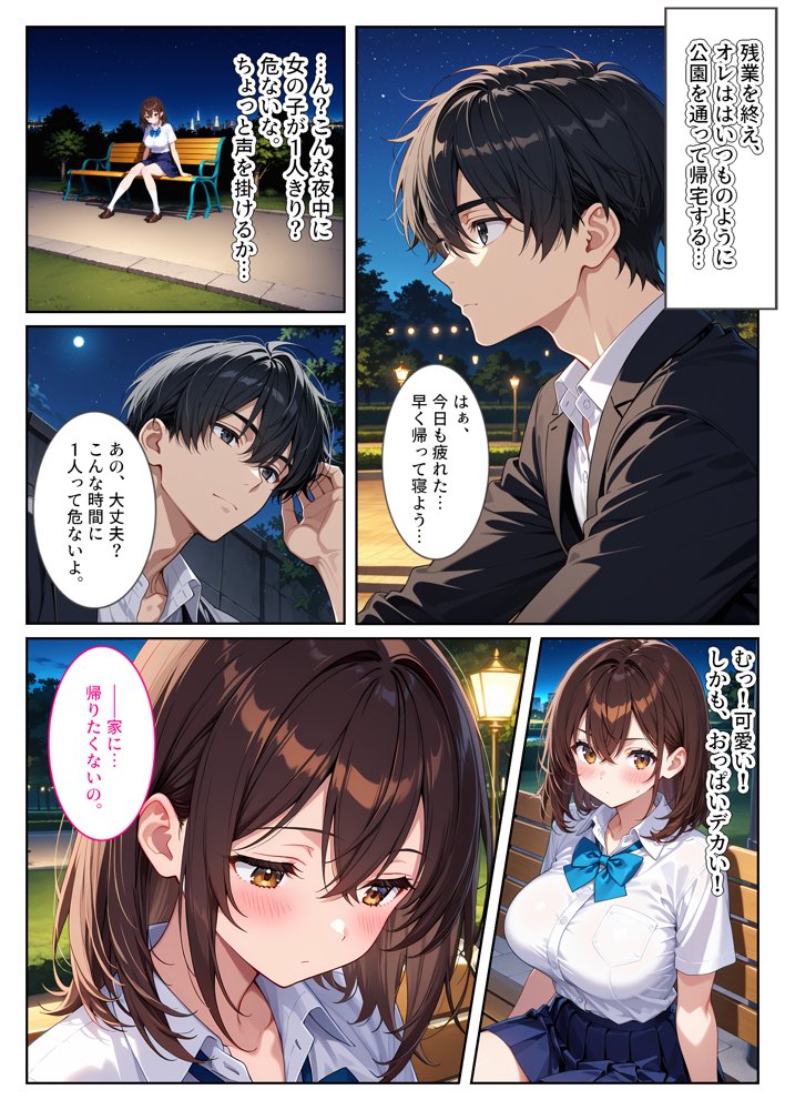 夜の公園で爆乳女子校生を拾ったら…